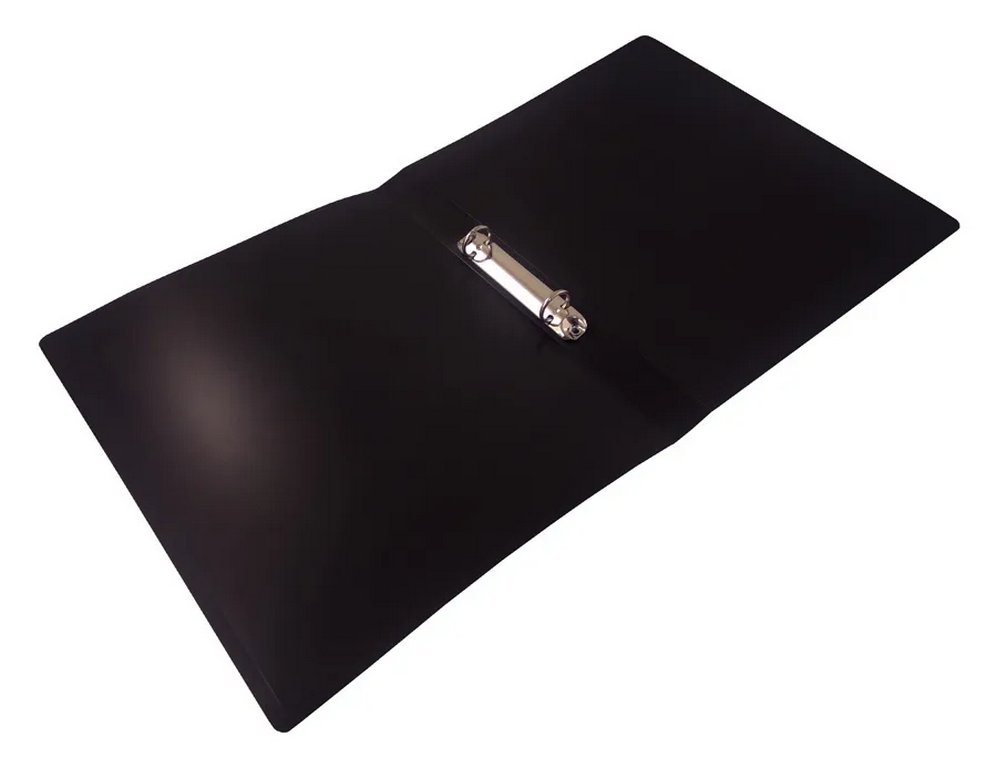 Папка на 2-х кольцах А4 32 мм DeLuxe пластик 0.7мм, цв. черный Бюрократ