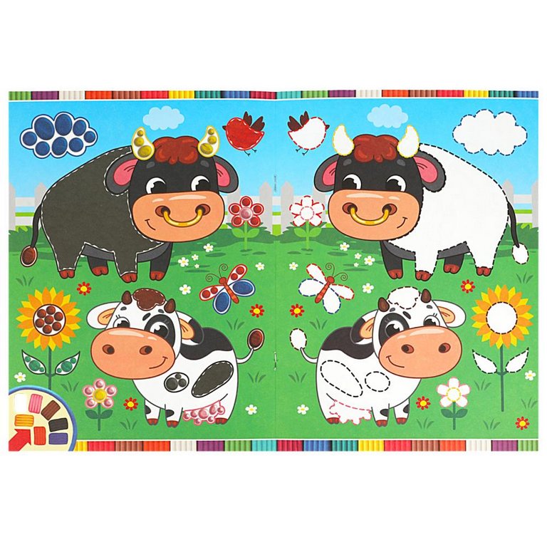 Раскраска пластилином А4 "Домашние животные" Рисуем Умка