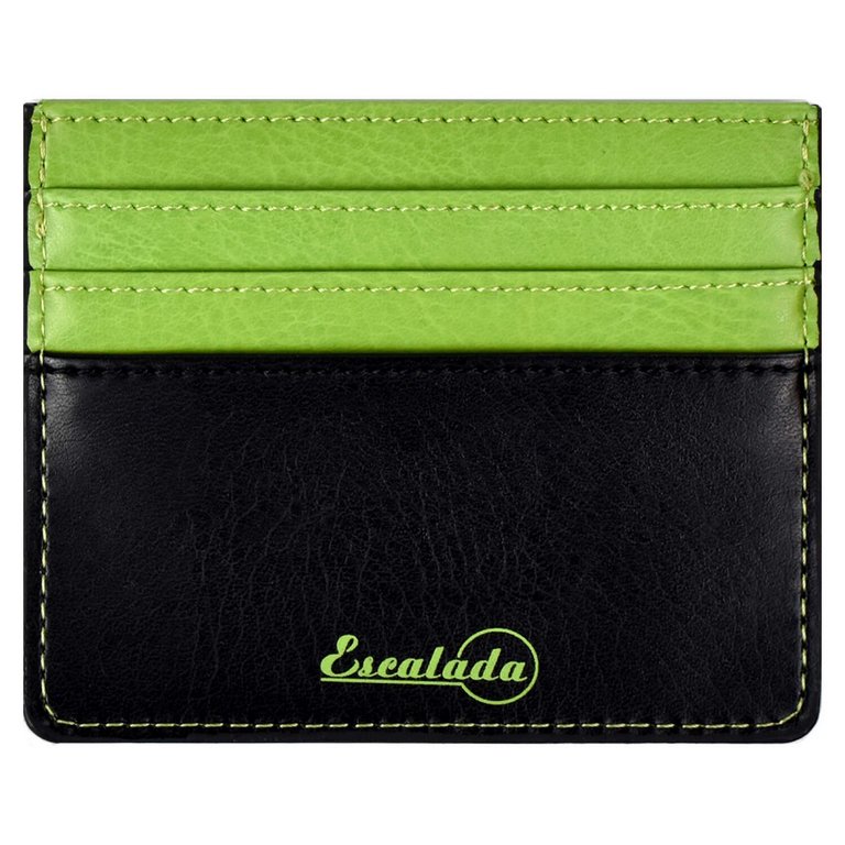 Карман для кредитных, дисконтных карт, пропусков, салатовый/чёрный 6 отделений кожзам