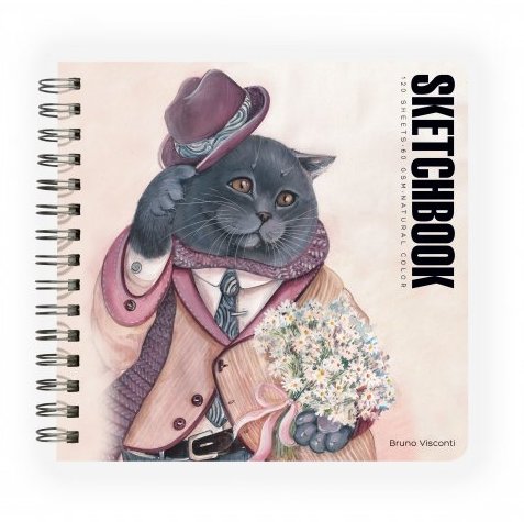 Скетчбук 200*205 мм, 120л. гребень "SKETCHBOOK" ПУХЛАЯ 60 ГР., БЕЗ ЛИНОВКИ (4 ВИДА)