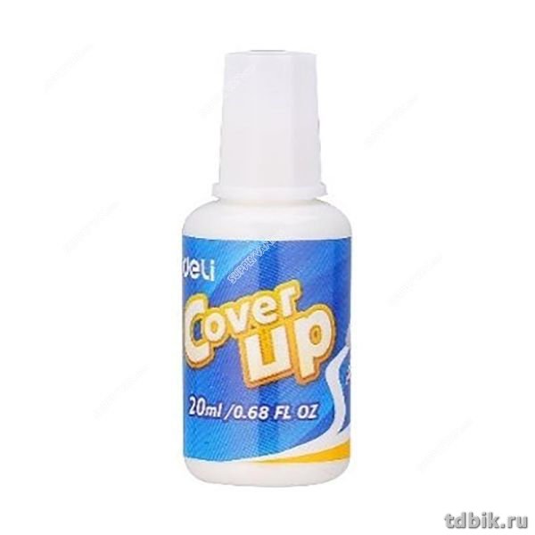 Коррект. жидкость Deli (20 мл) с кисточкой, быстросохнущая