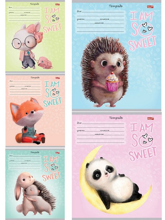 Тетрадь 12 лист кл. А5 "Милые зверьки" Profit