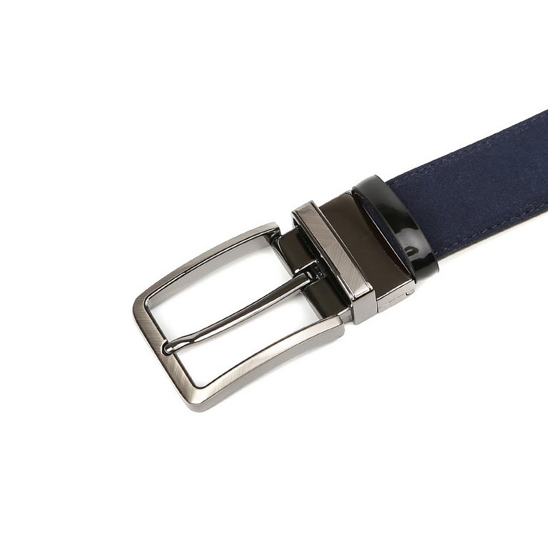 Ремень FABRETTI мужской, натуральная кожа, размер 125, синий/чёрный