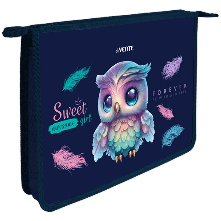 Папка для тетрадей А4 на молнии deVENTE "Happy Owl" с расширением 5 см