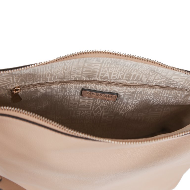 Сумка женская FABRETTI 32х29х11 см, нат. кожа, темно-бежевый