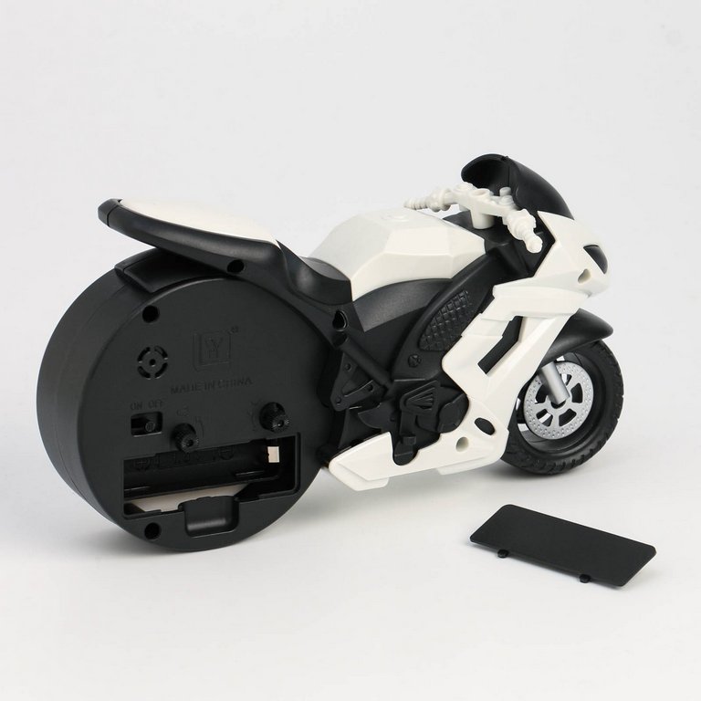 Часы-будильник настольные "Мотоцикл" детские, дискретный ход, d-7 см