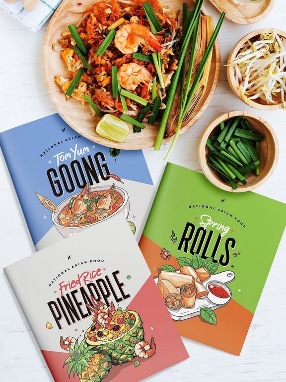 Тетрадь 48 лист кл. А5 на скрепке LOREX "ASIAN FOOD" мел. карт. soft touch выб. лак конгрев офс. дво