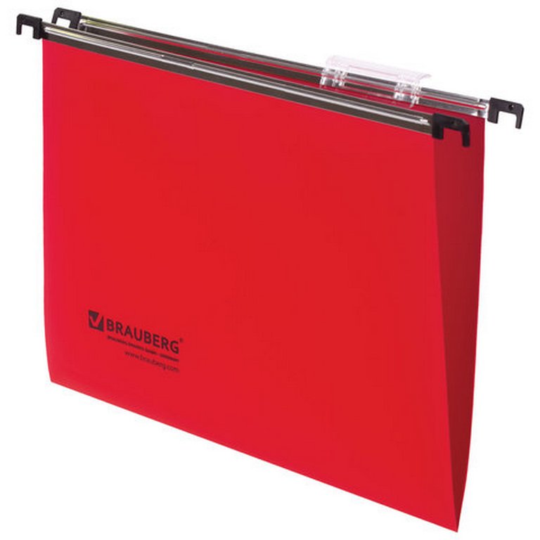 Папка подвесная BRAUBERG 350*245 мм А4 пластик, красная, 5шт