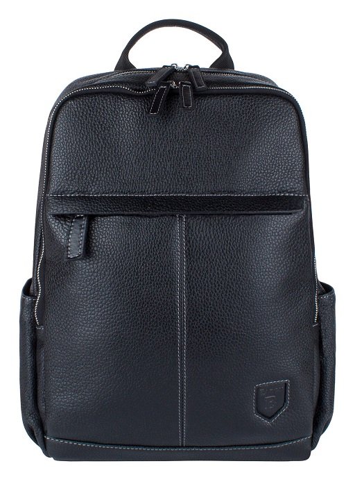 Рюкзак молодежный мужской  Baron натуральная кожа 28*40*12см, черный