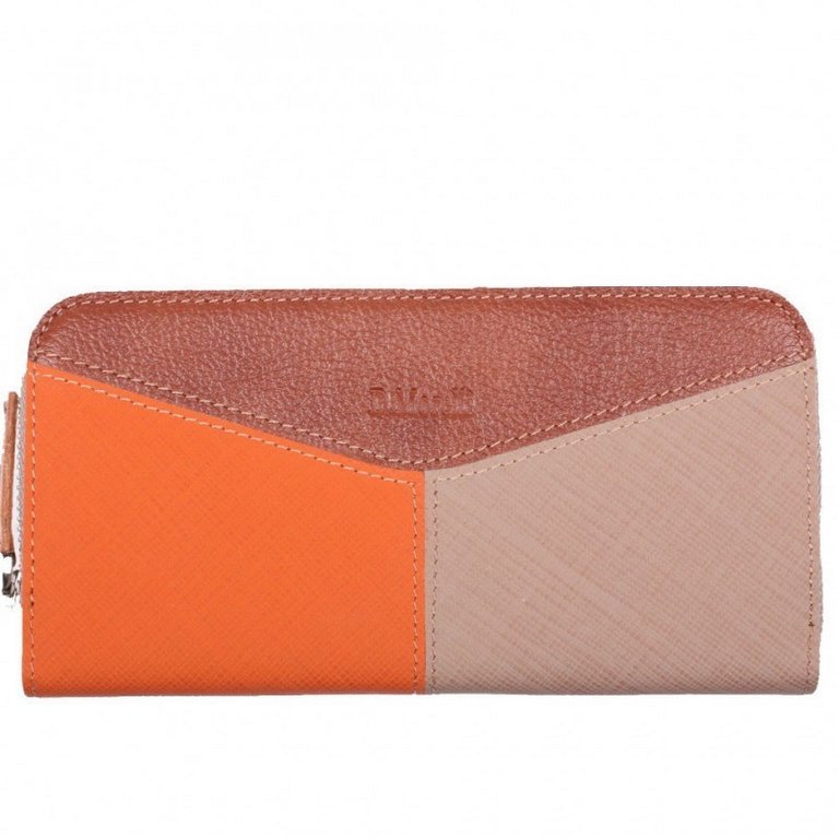 Портмоне D.Morelli женское "Верона" на молнии, нат. кожа,  цвет оранжевый