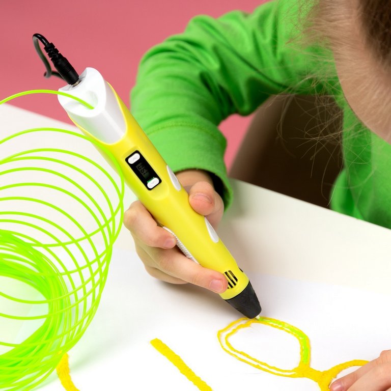 Ручка 3D Luazon (ABS и PLA) желтая, пластик в комплекте