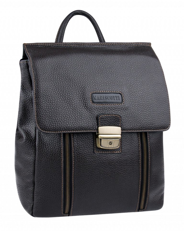 Рюкзак молодежный мужской  Franchesco Mariscotti натуральная кожа 26*35*13см, черный