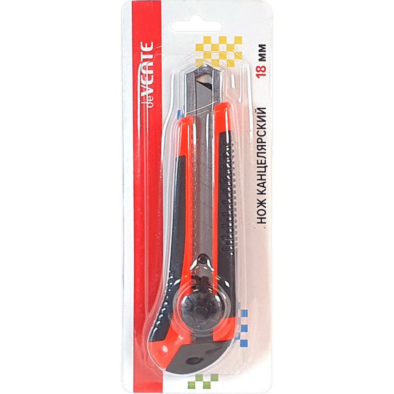 Нож канцеляр. шир. 1,8 см, метал. направ. с фикс. лезвия, резин. вставки deVENTE