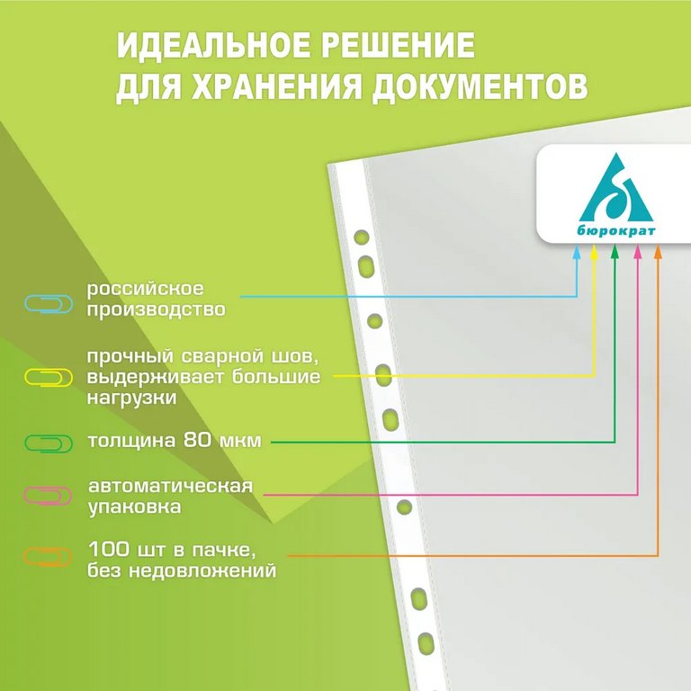 Проспект-обложка (мультифора) А4+ 80 мкм СуперЛюкс глянцевая БЮРОКРАТ