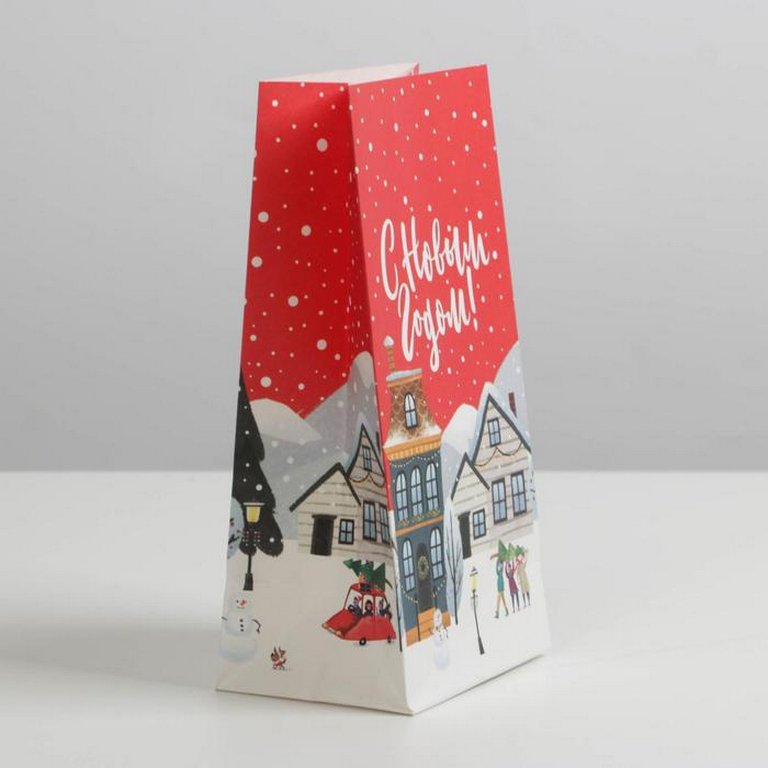 Пакет бумажный без ручек НГ 10*19,5*7см "Новое счастье"