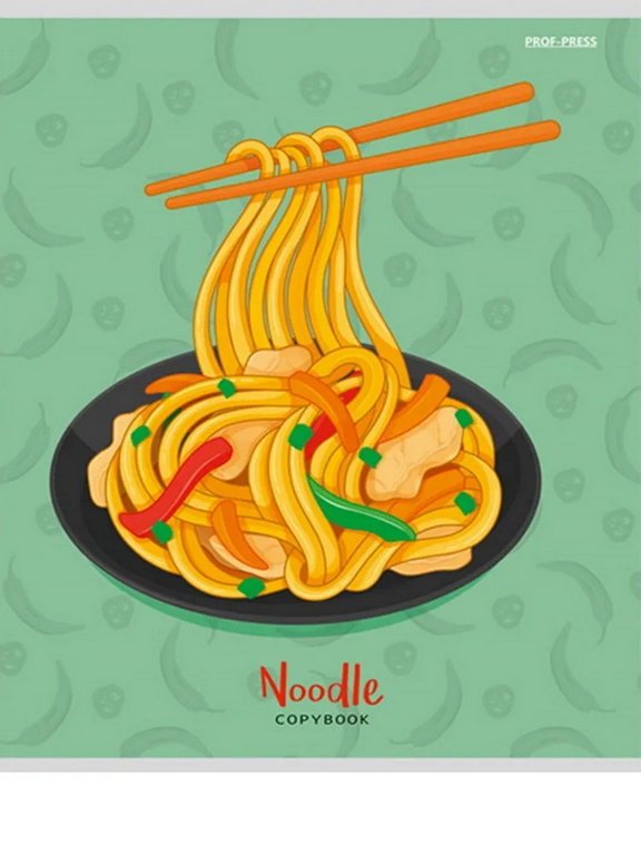 Тетрадь 48 лист кл. А5 на скрепке Prof-Press "БЛЮДО ИЗ СПАГЕТТИ" цвет. мелов. обл., твин-лак