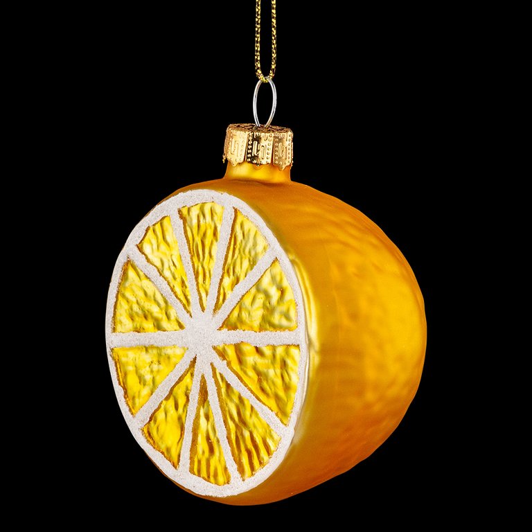 Украшение елочное из стекла "Лимон" 7см