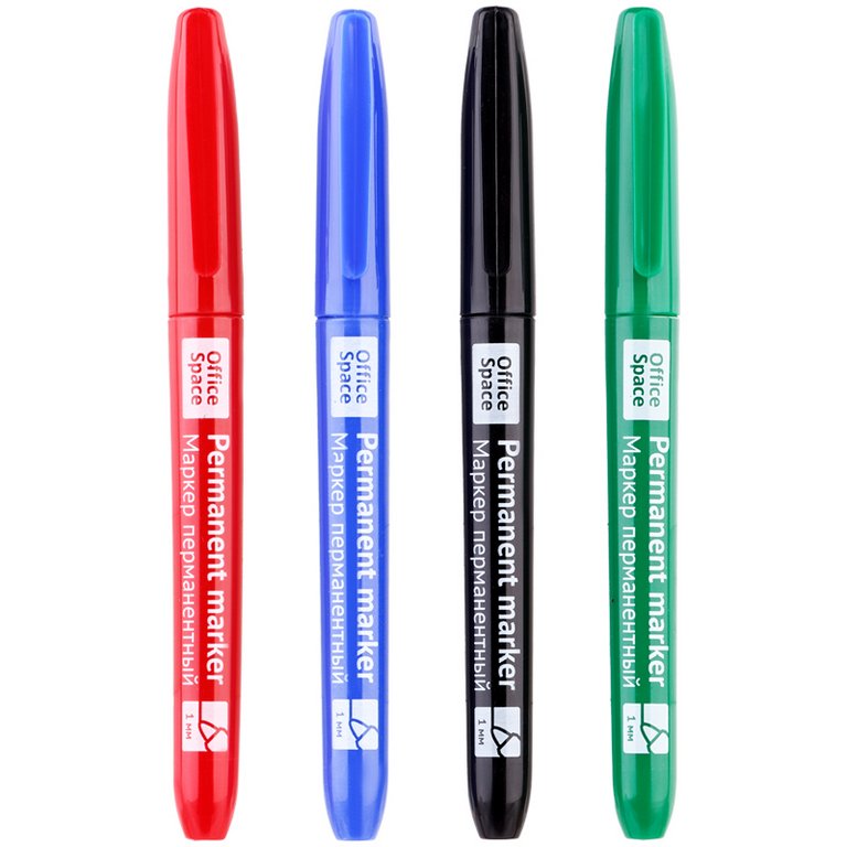 Набор маркеров перманент. 4цв OfficeSpace круглые, 3мм