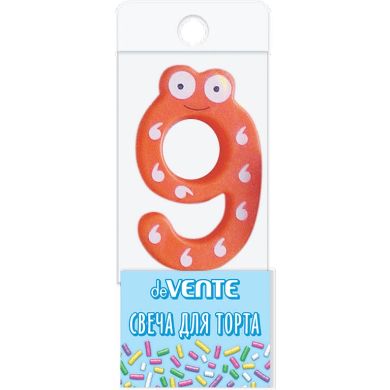 Свеча для торта "Цифра  9" Смешная, с рисунком, 6,1x3,9x0,85 см