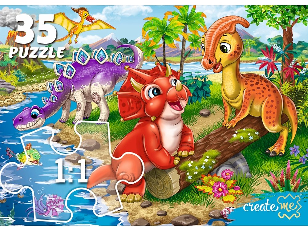 Пазлы   35 дет. "Мир динозавров" Рыжий кот