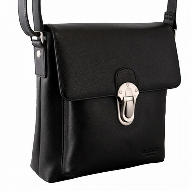 Сумка мужская Dr.Koffer 26*23*6 см, нат. кожа, на плечевом ремне, черная
