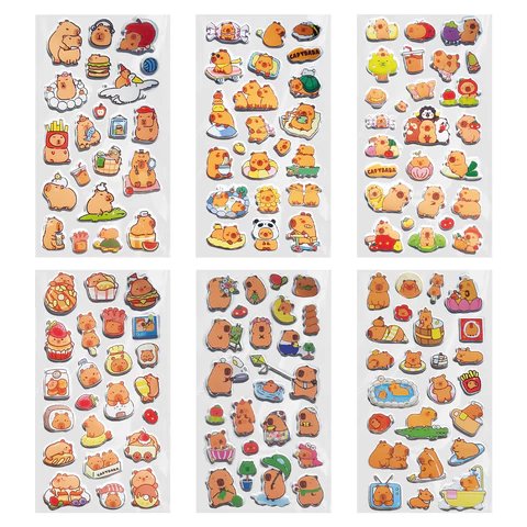 Наклейки  9,5*18 см FUNSTER "Капибары" зефирные