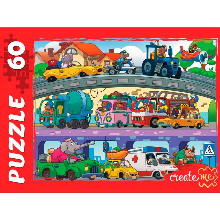 Пазлы   60 дет. "Важный транспорт" Рыжий КОТ