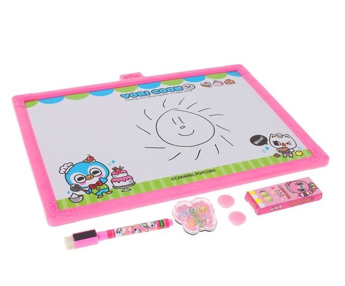 Доска детская 260*340 мм двусторонняя маркерно-меловая  (+мел 3шт,маркер,магниты 2шт)