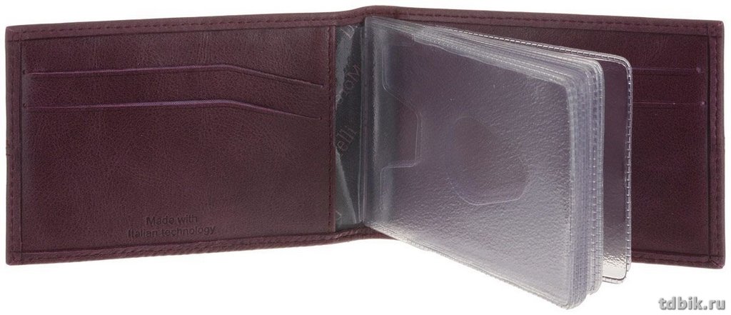 Визитница D.Morelli "Паола" с карман., нат. кожа, бордо