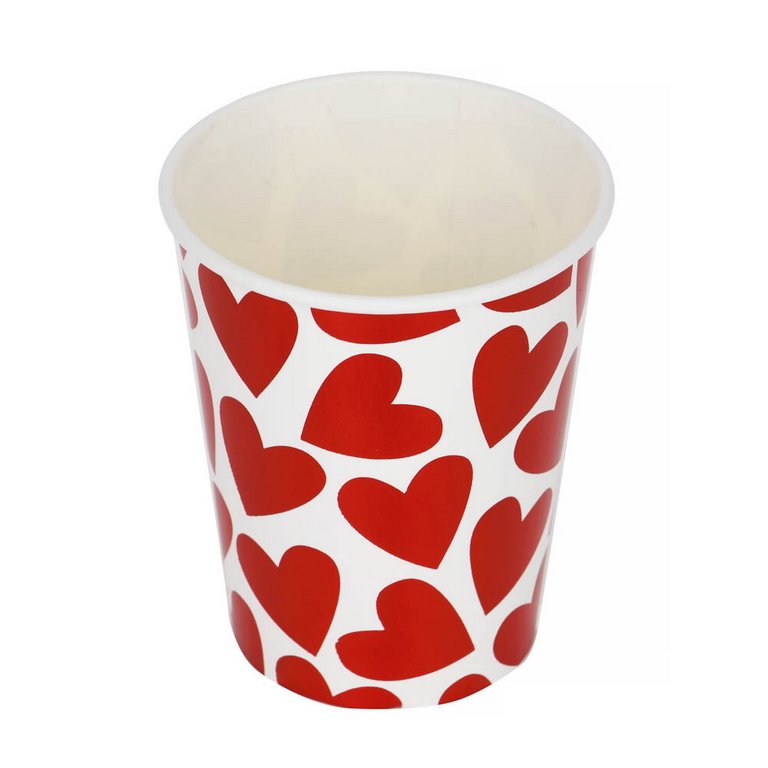 Стакан картонный 0,25 л. 6шт/уп "Фольгированные сердечки" (ассорти)