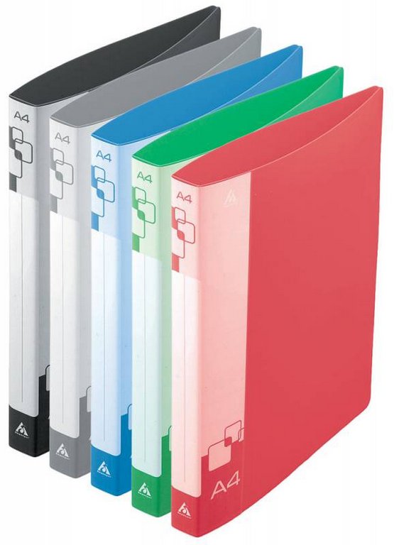 Папка на 2-х кольцах А4 27 мм карман внутри и на торце, пластик 0,7 мм, ассорти Бюрократ