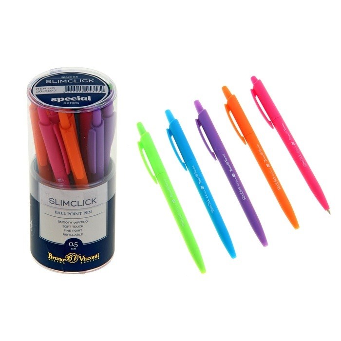 Ручка шариковая авт. Bruno Visconti SlimClick "SPECIAL" антиск. 0,5мм синяя (ст.109мм, лин.0,3)