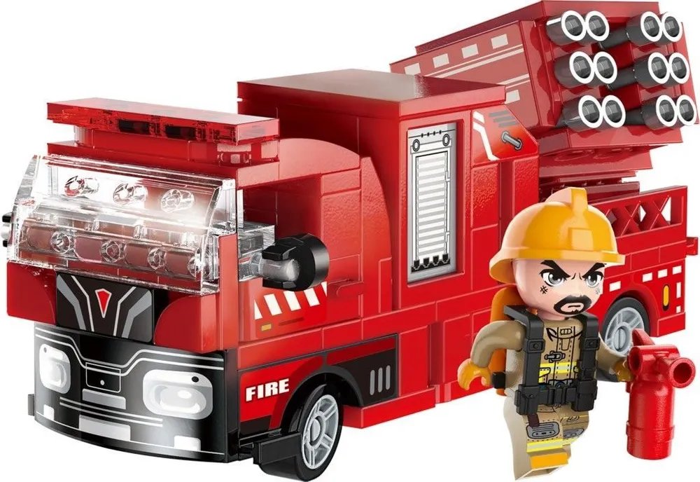 Конструктор пластиковый 130 дет. "Пожарная машина Водомет" Qman