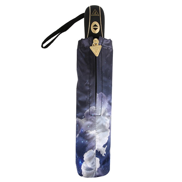 Зонт женский автомат Fabretti, 3 сложения, сатин, черный