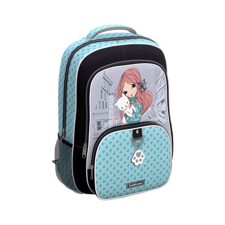 Рюкзак школьный для девочки ErichKrause ErgoLine 20L "Romantic Girl" 44x33x22 разноцветный