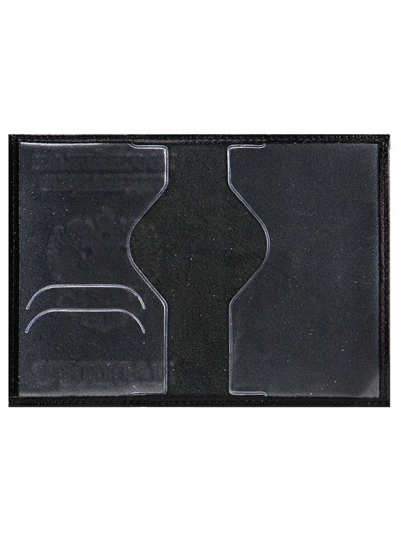 Обложка для паспорта MILAND "РОССИЯ-ПАСПОРТ-ГЕРБ" нат. кожа с тисн., цв. черный