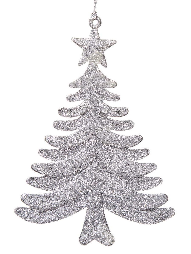 Украшение елочное из пластика "Ель серебряная" 10x14,5x0,1см