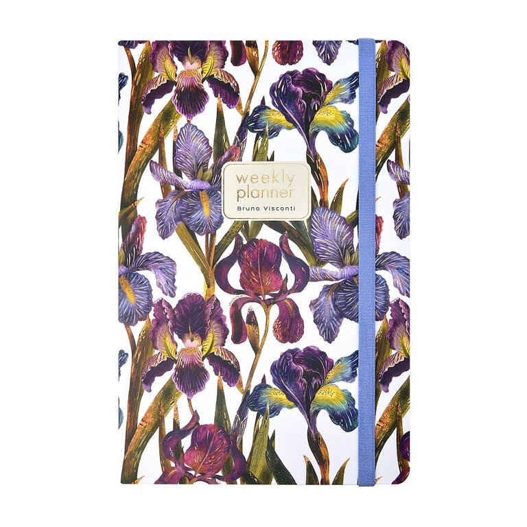Еженедельник без дат 142*215 мм Bruno Visconti "Flora. Ирисы" тв. обл. на резинке