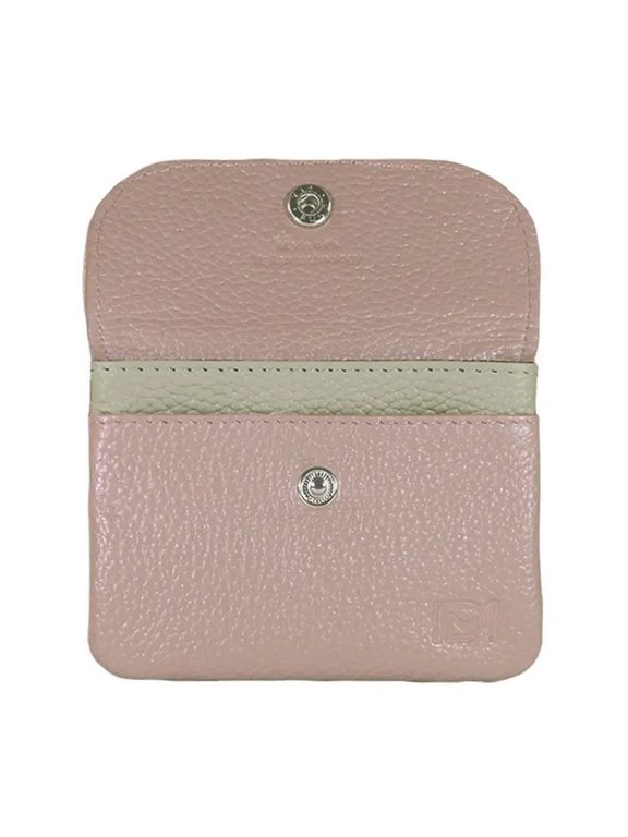 Портмоне D.Morelli женское "Бриенна"  мини, нат.кожа, пепельно/розовый