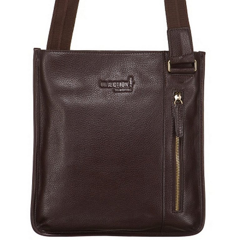 Сумка мужская Dr.Koffer 30*28*4 см, нат. кожа, на плечевом ремне, коричневая