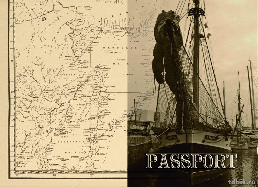 Обложка для паспорта "Яхта" из кожи  13,2*18,6