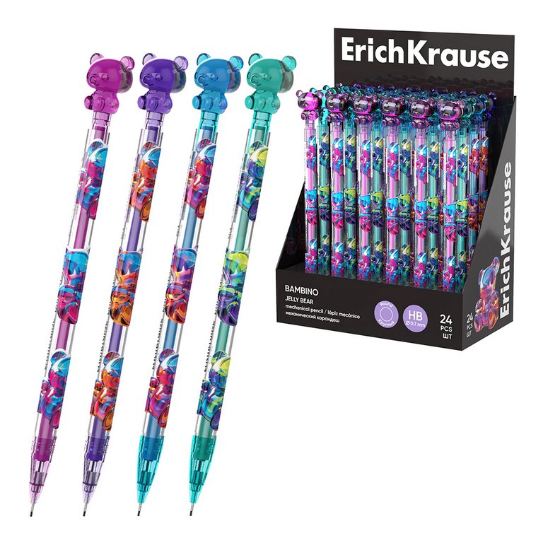 Карандаш механический 0.7 мм с рисунком ErichKrause "Bambino Jelly Bear" ассорти