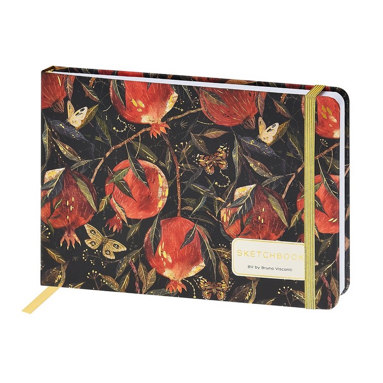 Скетчбук 213*146 мм, 80л.,тв. обл. на ризинке, белый блок "Flora. Гранат"