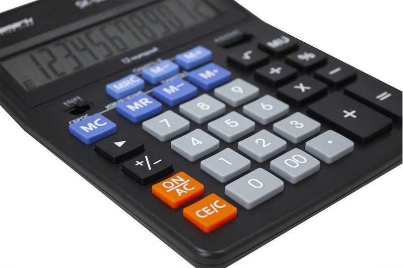 Калькулятор наст. Lamark SK-555BK (14 разр., 2 питания 143x193x38.4 мм) черный