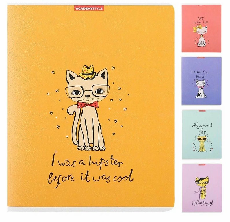 Тетрадь 48 лист кл. А5 на скрепке "Коты"