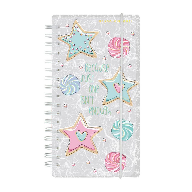 Блокнот А6  80л., 90*160 мм, на гребне с резинкой "CUTE JOURNAL.СЛАДКОЕ НАСТРОЕНИЕ.ЗВЕЗДОЧКИ"