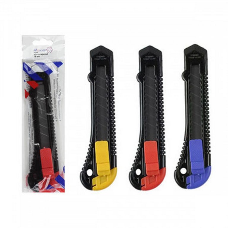 Нож канцеляр. шир. 1,8 см, пластик Attomex