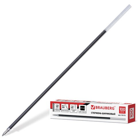 Стержень шариковый 152мм BRAUBERG черный 1,0мм (линия 0,5мм) Стержень шариковый 152мм BRAUBERG черный 1,0мм (линия 0,5мм)