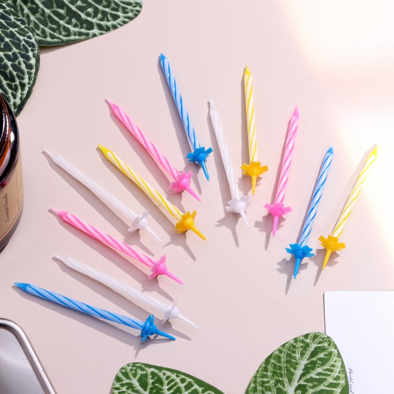 Свечи для торта "Спираль" 24 шт/уп + 12 подставок, h=5см