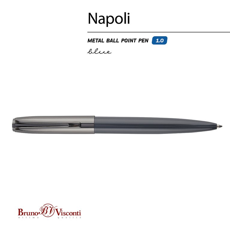 Ручка шариковая Bruno Visconti "Napoli" металл. корпус серый/вороненая сталь (стерж.99мм)